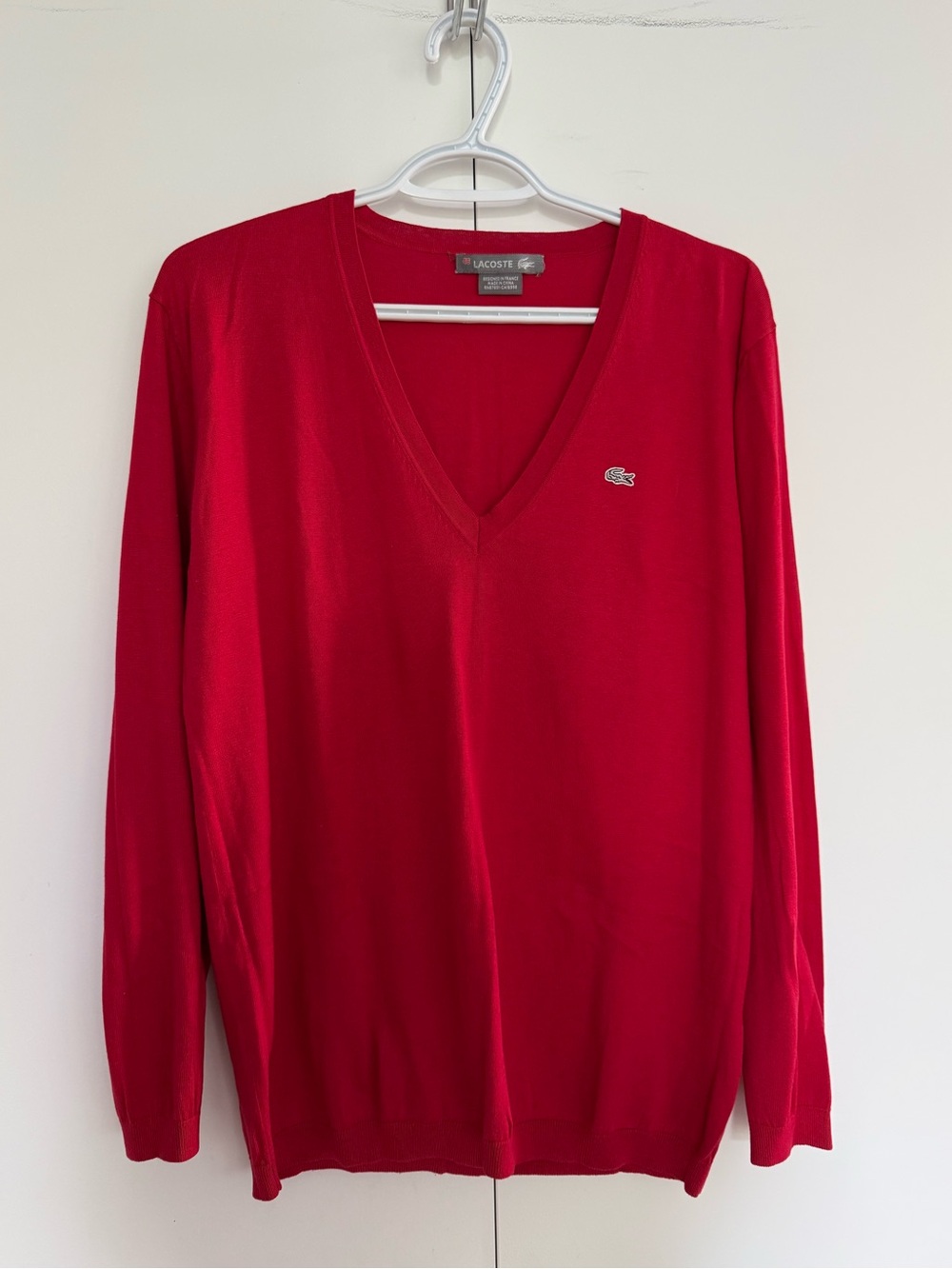 Vintage Red V-Neck Sweater: Lacoste